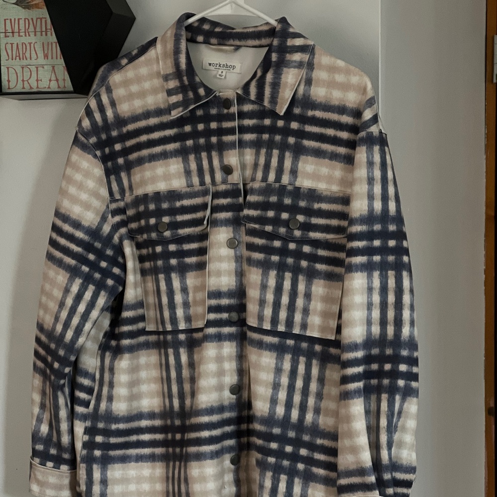 LIKE NEW CONDITION Workshop Republic Beige & Navy Shacket